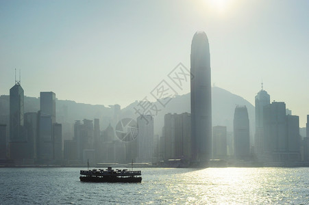 夕阳下市中心香港的风景图片