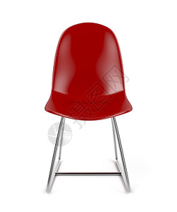 白色背景的红透明塑料椅图片