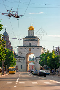 教堂拱门金门164年建于俄罗斯弗拉迪米尔市的古老建筑杰出纪念碑背景