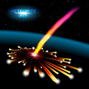 带有陨石撞击和爆炸的空间卡片图片