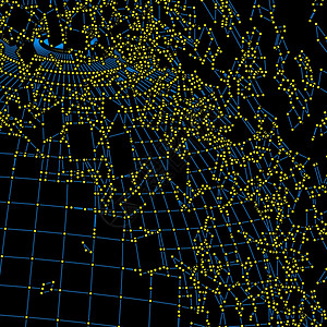 由连接的黄点和蓝线组成的电网图片