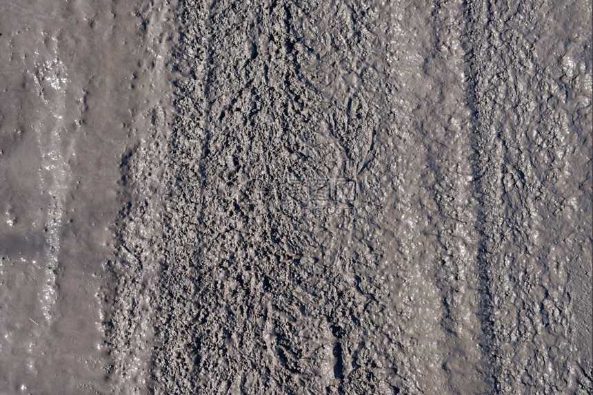 泥浆中轮胎的痕迹图片