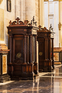 天主教堂内部宗细节150岁木制高清图片