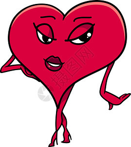 情人节女心脏角色的漫画插图图片