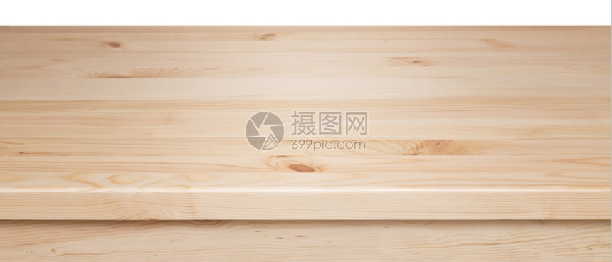 白色背景上孤立的木桌顶图片