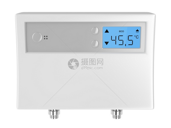 白色背景上隔离的自动热水器图片