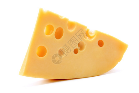 白色背景上分离的切片干酪图片