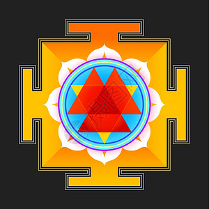 灵性黑色背景xa上孤立的矢量带色hindusmrgayntrdumrgay演示三角图设计图片