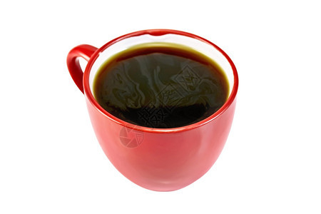 红色咖啡杯中白背景上孤立的红色咖啡杯图片