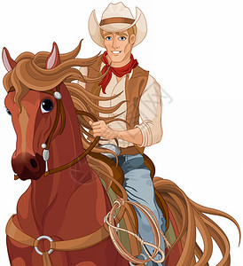 骑马的牛仔插图图片