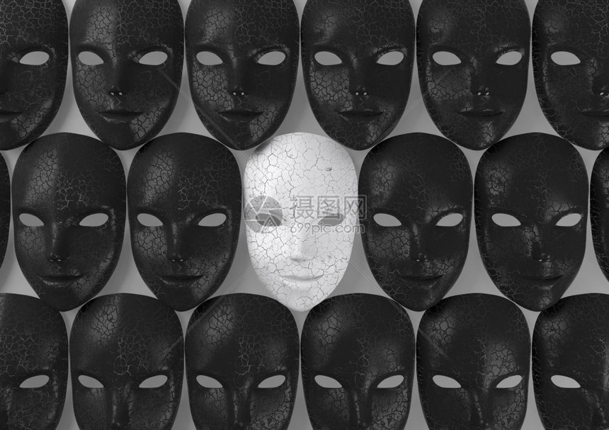 黑色面具虚伪概念3D图片
