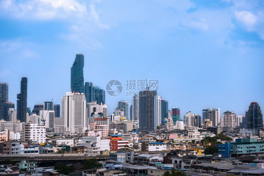 城市景色现代建筑城市和交通地区和Bangko泰王国蓝天图片