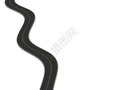 3d白色背景左侧弯曲道路图图片
