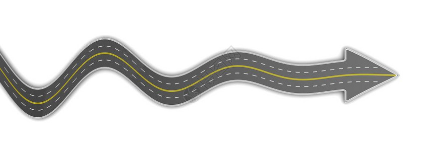 曲线矢量3d用箭对道路进行白色背景的3d白底路面的注解背景