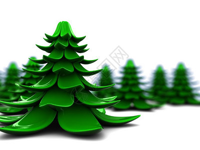 以白色背景为标准基化圣诞树的抽象3d插图图片