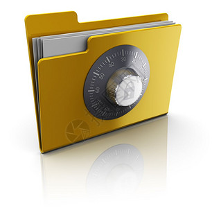 3d插图带有由组合锁定保护的文档件夹图片