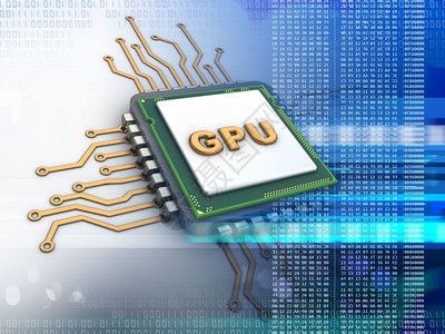 3d以gpu符号说明白色背景的电子微处理器图片