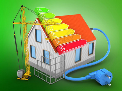 房屋红屋顶在绿色背景上的3d插图权力等级和施工现场3d能力排名图片