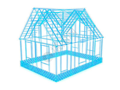 3d利用白色背景绘制框架房插图图片