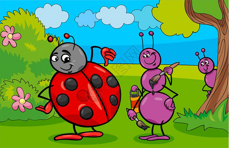蚂蚁和大鼠昆虫动物字符漫画插图图片