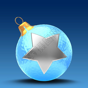 3d以银星为蓝底的冰圣诞舞会图片