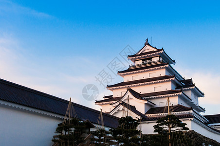 在日本福岛东北日本福岛横川松城堡的日本塔图片
