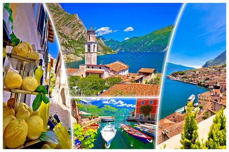 旅游目的地明信片意大利Lombardy地区的Gard湖图片