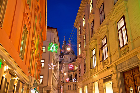 格拉兹市中心日间圣诞节街头夜观奥斯特里亚的施蒂地区图片