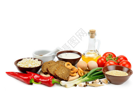 一系列蔬菜和水果，优质蛋白和矿物质图片