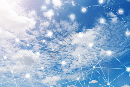 无线通信网络iotnerofhings和ct信息通技术概念阳光明媚的蓝天和云连接背景图片