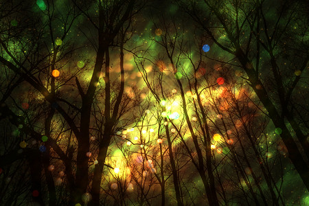 充满了星光和云彩的色多幻想森林图片
