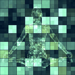 绿色立方体瓷砖质的人类机器图片