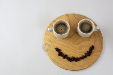 两杯咖啡木本底两咖啡早晨休息浓图片