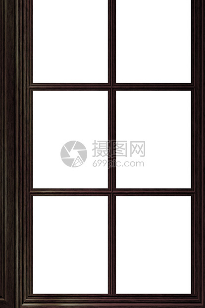白色背景上的旧木窗框插图图片