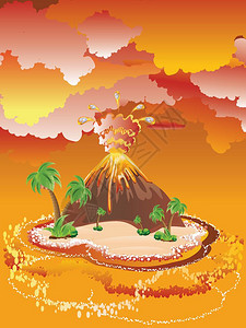 卡通火山爆发背景图片