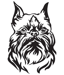 狗斑马的装饰肖像白色背景上的黑矢量孤立图解设计和纹身图象狗斑马的装饰肖像图片