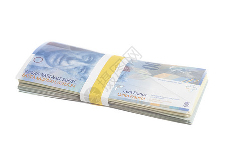 瑞士法郎swi10法郎钞票带子在白色上隔离带子背景