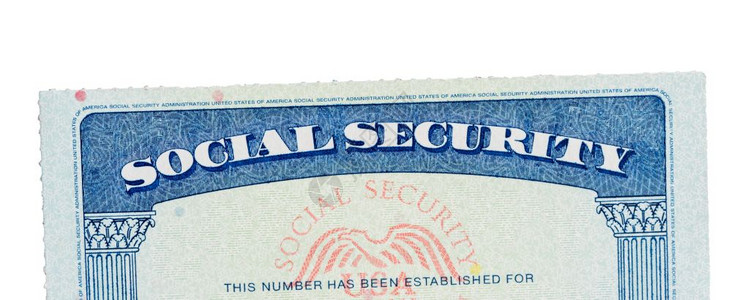 美国的社会保障卡被隔离在白色背景下美国社会保障卡与白人隔离图片