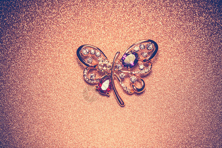 一种蝴蝶形状的胸针装饰着多彩的珠寶时尚宝图片