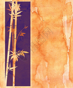 带叶子的抽象竹枝条木板图解纸质纹理图片