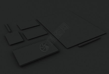 3d示例一组黑色模型元素品牌身份模板顶部视图图片