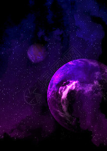 外星紫色行和蓝云空外太背景图片
