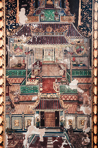 2013年4月日泰兰邦的bangko古老独特的壁画图片
