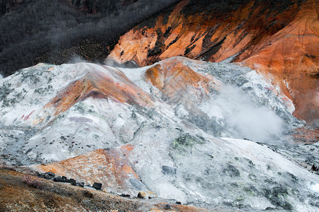 希戈库达尼语为英在日本北海道Nobrietsu的谷活火山热弹坑图片