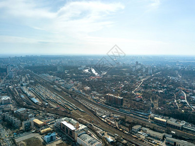 无人驾驶飞机在空中拍摄的城市全景图图片
