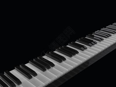 钢琴键盘3d在黑色背景上隔离覆盖图片