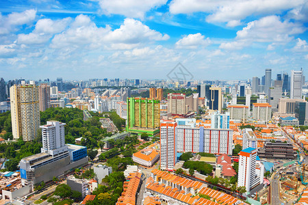 斯加波尔中华镇和市心的现代摩天大楼空中景象图片