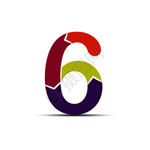 数字6从四个不同的彩色箭头中抽取图片