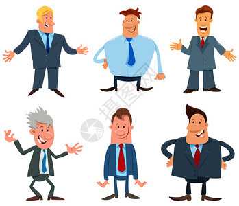 商人或办公室经理西装人物的漫画插图图片