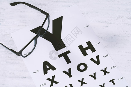 视力测试图上的眼镜文字视觉概念图片